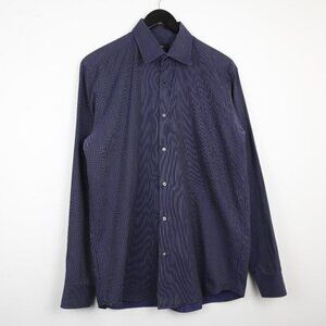 Hugo Boss Regular Fit Dress Shirt in Cotton Flannel Stripes Blue